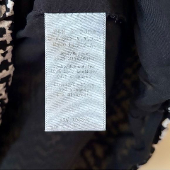 Rag & Bone|Luxurious Black/White Zigzag Silk & Lamb Leather Sleeveless Top Sz XS - Picture 5 of 6